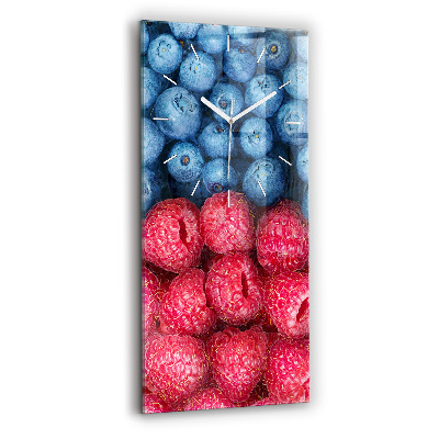 Modern vertical wall clock Blueberries and raspberries