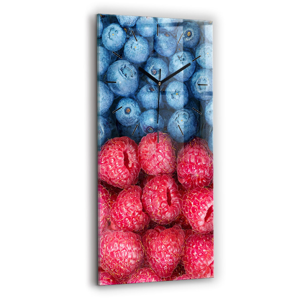 Modern vertical wall clock Blueberries and raspberries