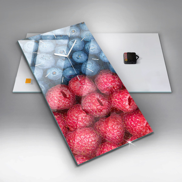 Modern vertical wall clock Blueberries and raspberries