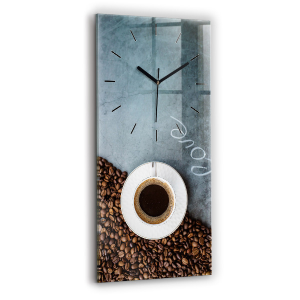 Modern vertical wall clock A cup of coffee