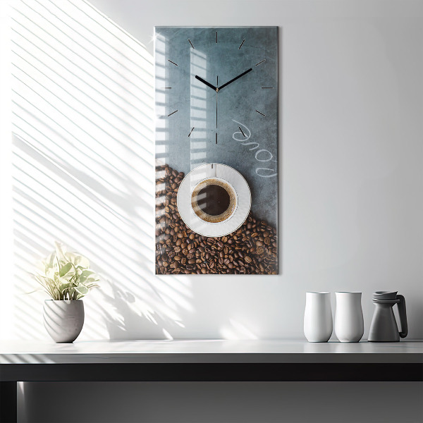 Modern vertical wall clock A cup of coffee
