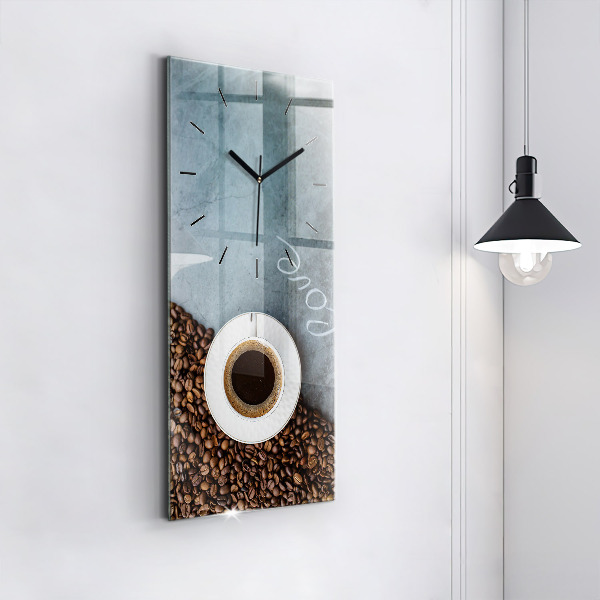 Modern vertical wall clock A cup of coffee