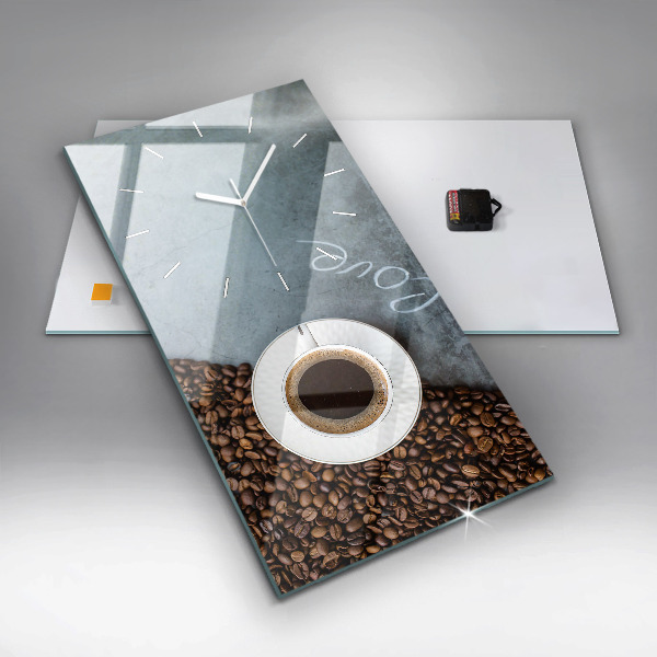Modern vertical wall clock A cup of coffee
