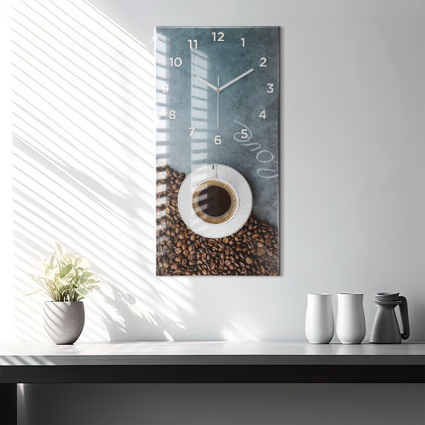 Modern vertical wall clock A cup of coffee