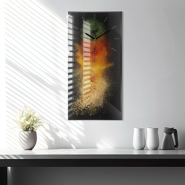 Modern vertical wall clock Spices scattered