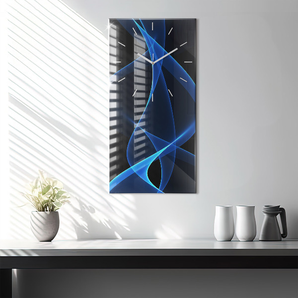 Modern vertical wall clock Blue lines