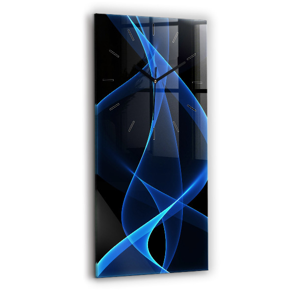 Modern vertical wall clock Blue lines