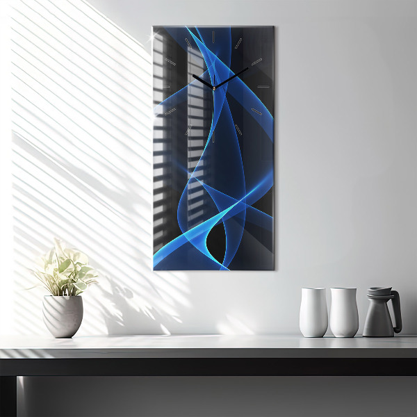 Modern vertical wall clock Blue lines