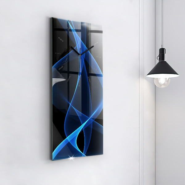 Modern vertical wall clock Blue lines
