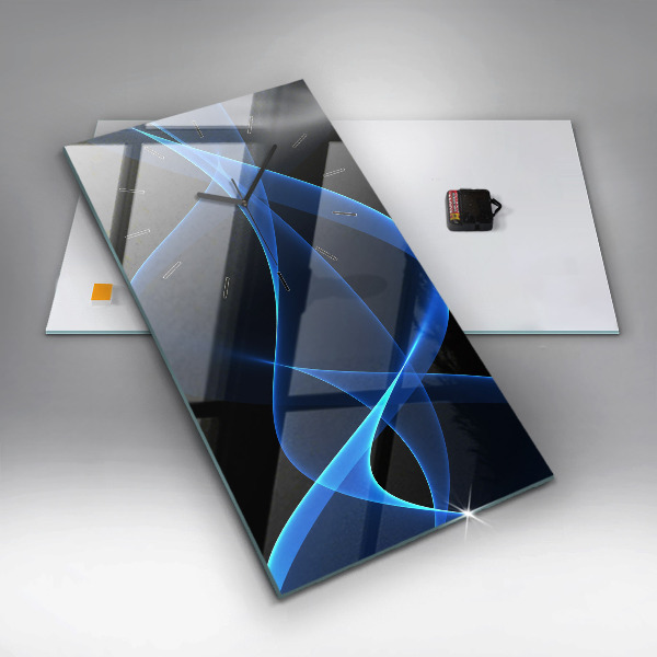 Modern vertical wall clock Blue lines