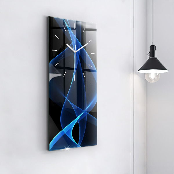 Modern vertical wall clock Blue lines