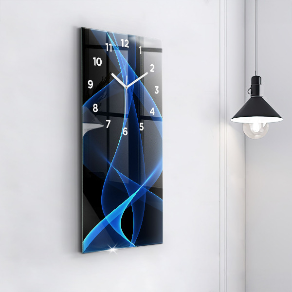 Modern vertical wall clock Blue lines