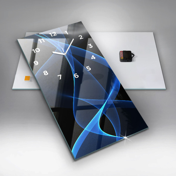 Modern vertical wall clock Blue lines