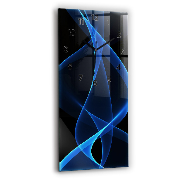 Modern vertical wall clock Blue lines