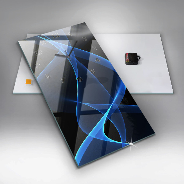 Modern vertical wall clock Blue lines