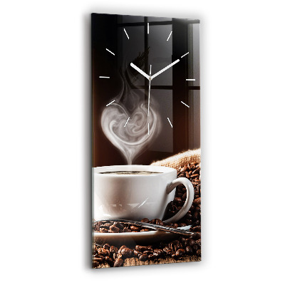 Modern vertical wall clock A cup of coffee