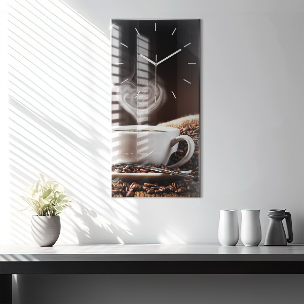 Modern vertical wall clock A cup of coffee