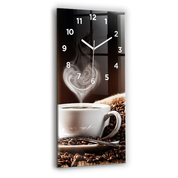 Modern vertical wall clock A cup of coffee