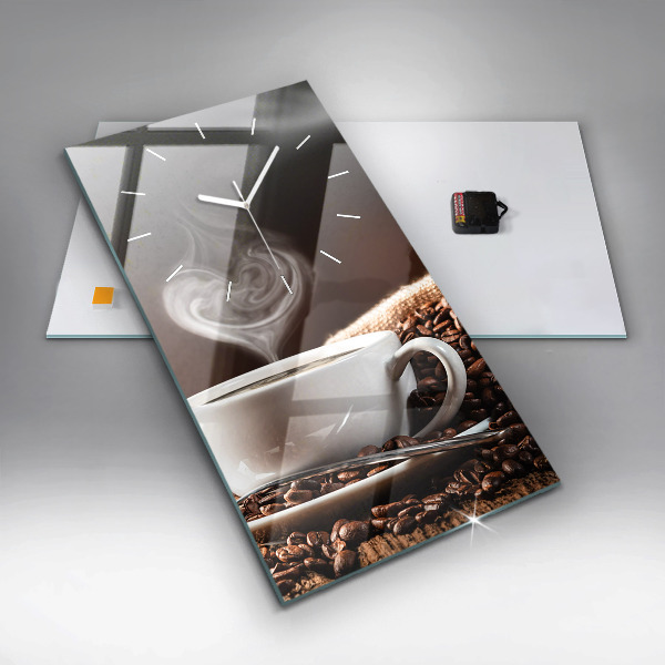 Modern vertical wall clock A cup of coffee