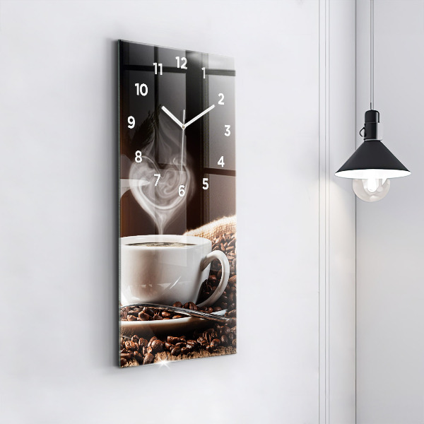 Modern vertical wall clock A cup of coffee