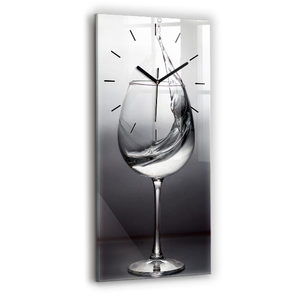 Modern vertical wall clock Glass of wine