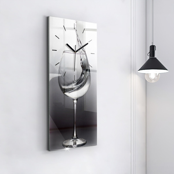 Modern vertical wall clock Glass of wine