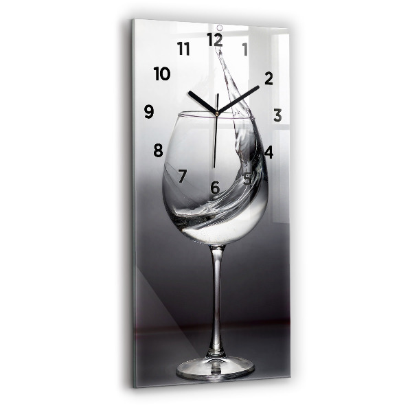 Modern vertical wall clock Glass of wine