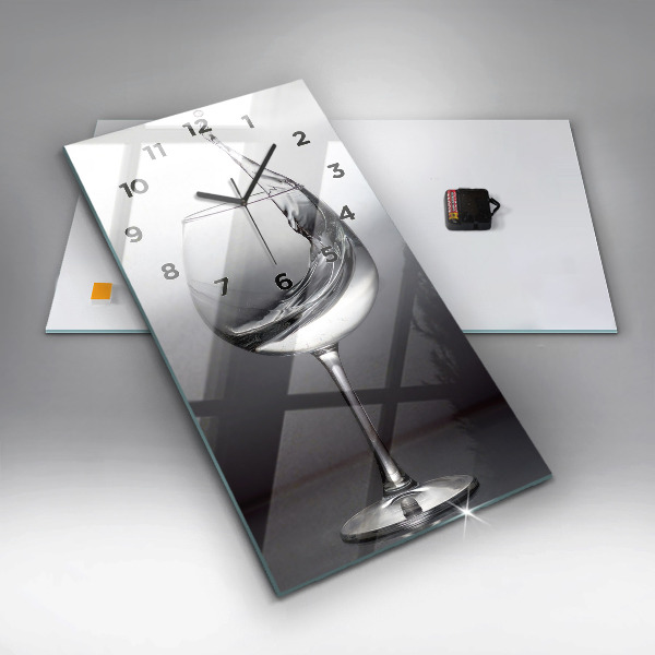 Modern vertical wall clock Glass of wine