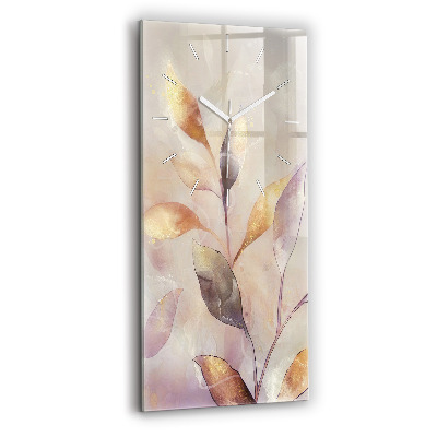 Modern vertical wall clock Abstract boho leaves