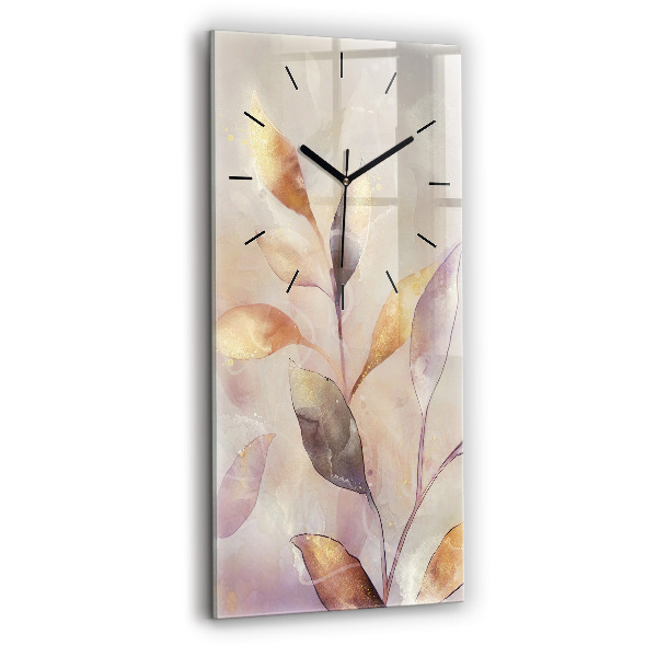 Modern vertical wall clock Abstract boho leaves