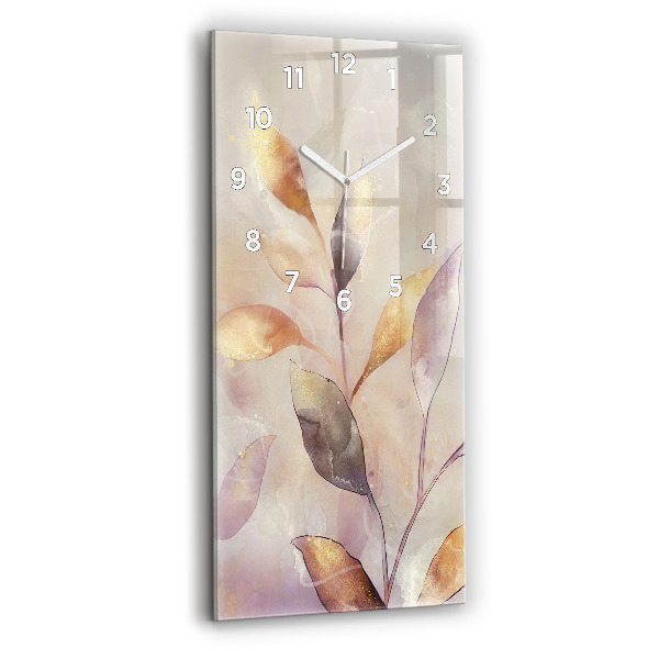 Modern vertical wall clock Abstract boho leaves