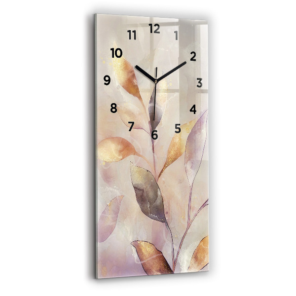 Modern vertical wall clock Abstract boho leaves