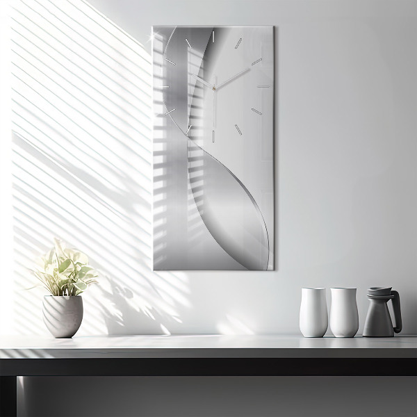 Modern vertical wall clock Silver abstraction