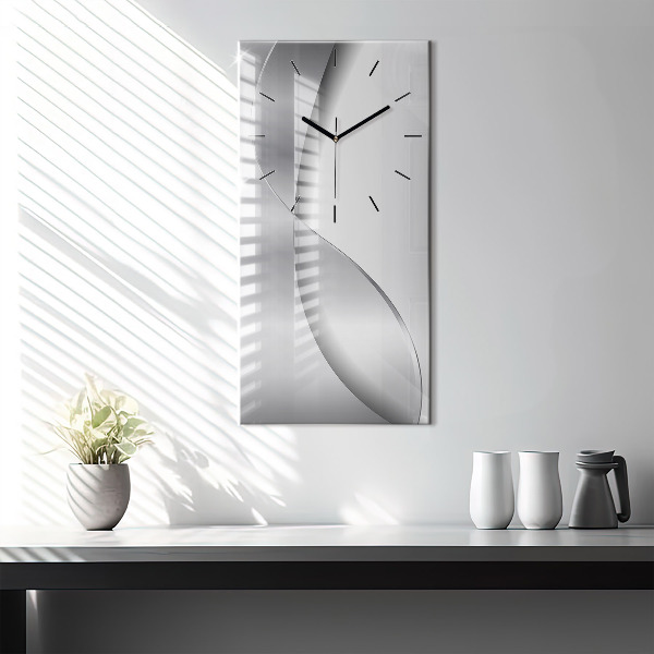 Modern vertical wall clock Silver abstraction
