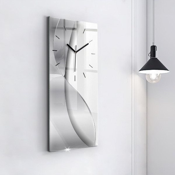 Modern vertical wall clock Silver abstraction