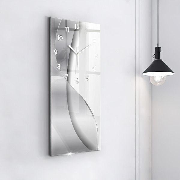 Modern vertical wall clock Silver abstraction