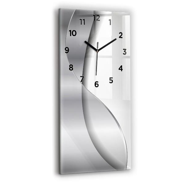 Modern vertical wall clock Silver abstraction