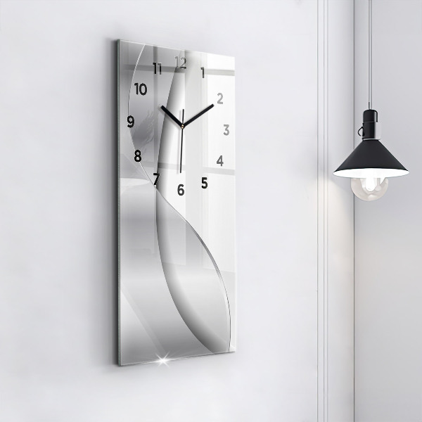 Modern vertical wall clock Silver abstraction