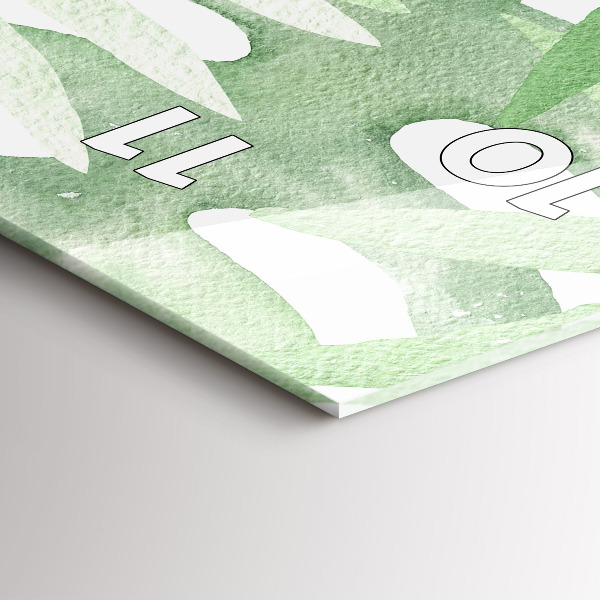 Modern vertical wall clock Green leaves