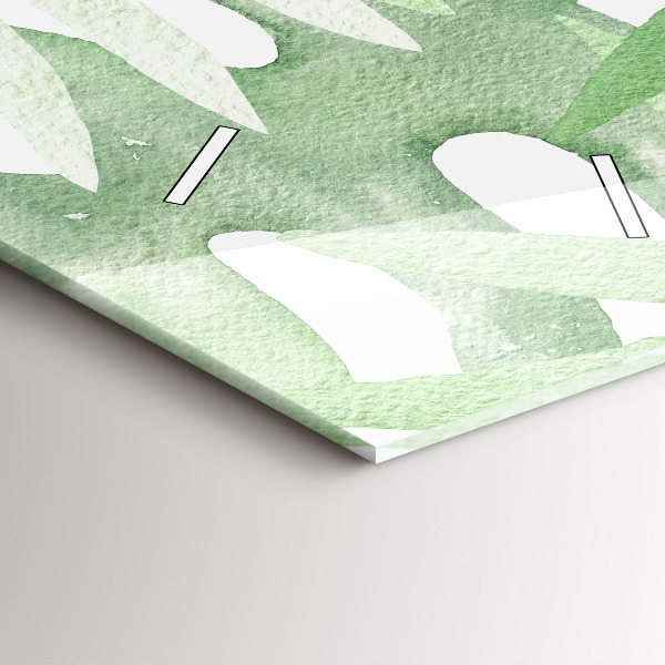 Modern vertical wall clock Green leaves