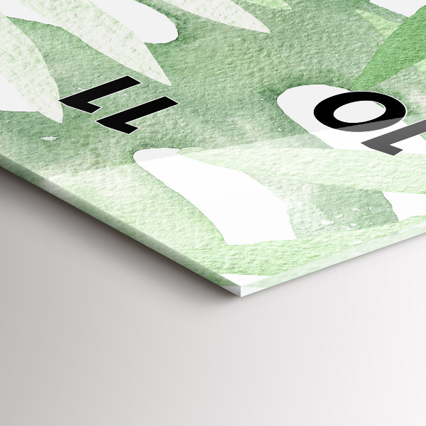 Modern vertical wall clock Green leaves