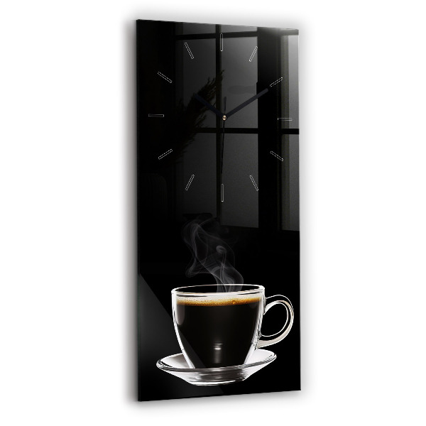 Modern vertical wall clock Black coffee