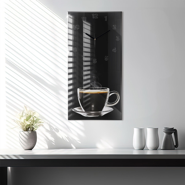 Modern vertical wall clock Black coffee