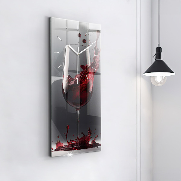 Modern vertical wall clock A glass of red wine