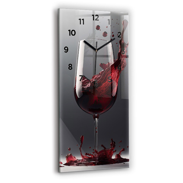 Modern vertical wall clock A glass of red wine