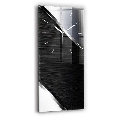 Modern vertical wall clock Black and silver lines