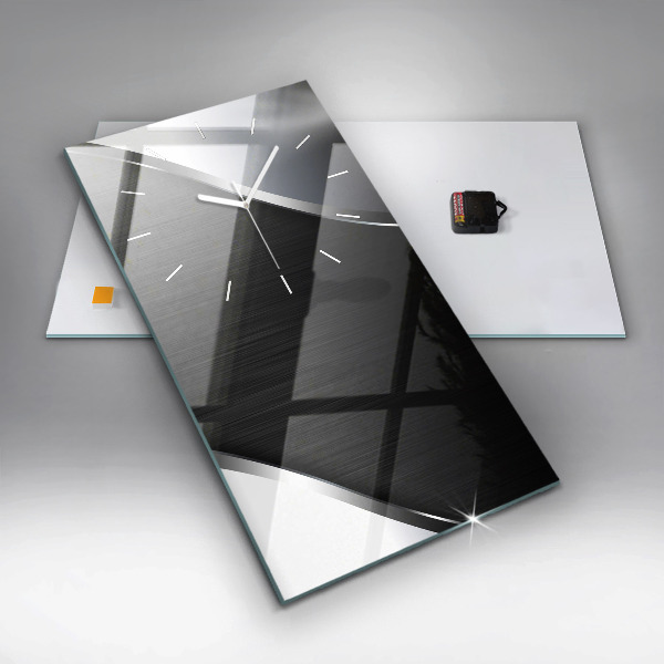 Modern vertical wall clock Black and silver lines