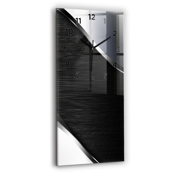 Modern vertical wall clock Black and silver lines