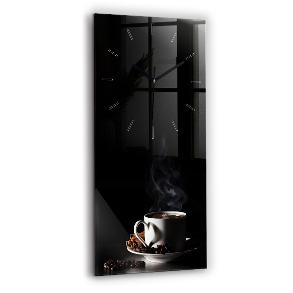 Modern vertical wall clock A cup of coffee