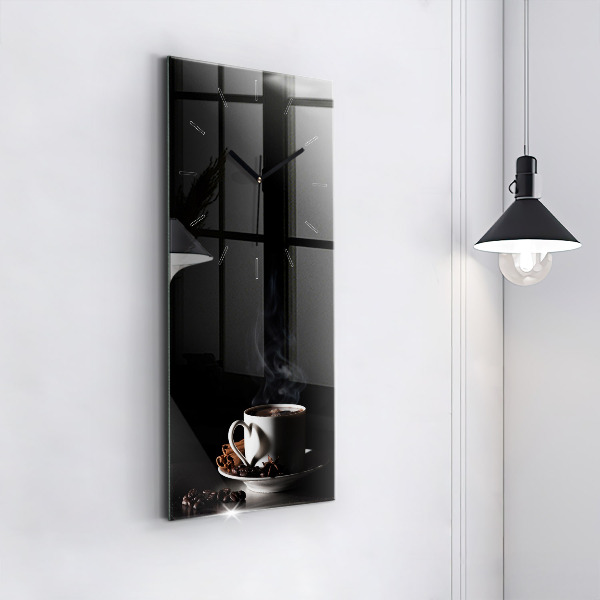 Modern vertical wall clock A cup of coffee